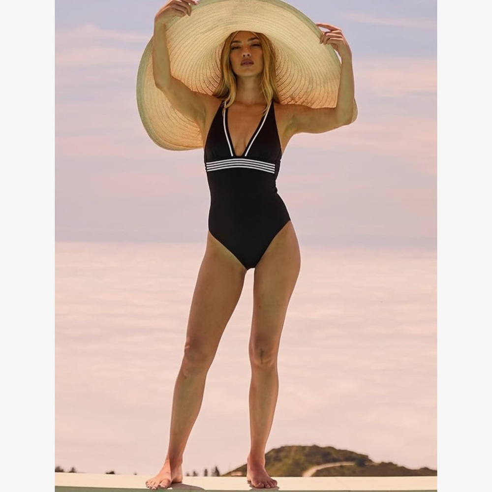 New Trina Turk Women's Monaco One Piece Swimsuit, Plunge Neck, Bathing Suit - Picture 15 of 16
